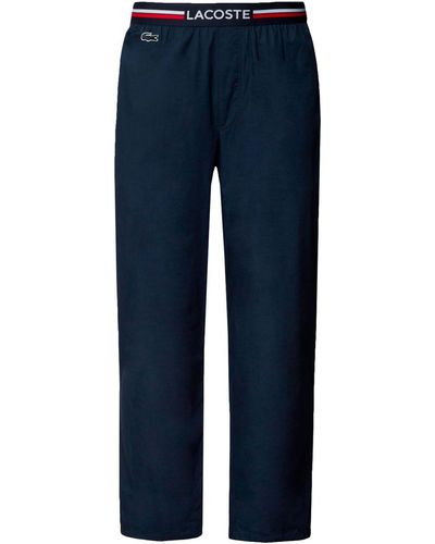 Lacoste Pyjamahose Loungehose long Pant mit Trikolor-Look Webgummibund - Blau