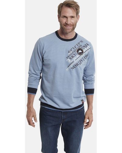 Jan Vanderstorm Sweatshirt IJAN mit Rippstrickbündchen - Blau
