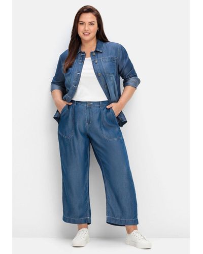 Sheego Weite Jeans Große Größen aus TM Lyocell, mit Kontrastnähten - Blau