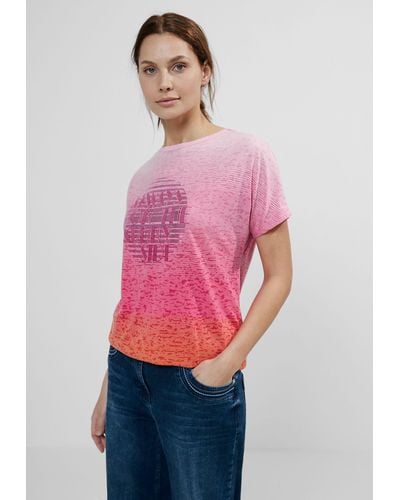 Cecil T-Shirt mit Wordingprint - Pink