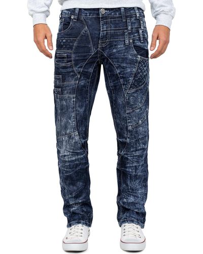 Kosmo Lupo 5-Pocket- Auffällige Regular Fit Hose Jeans BA-KM006 Blau W29/L32