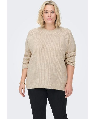 Only Carmakoma Strickpullover Curve Strick Pullover Rundhals Langarm Sweater CARJADE 6507 in Beige - Natur
