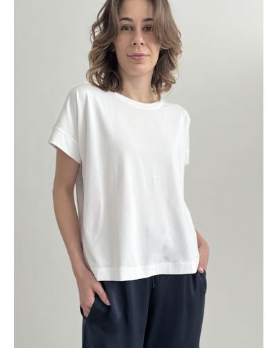Zuckerwatte Rundhalsshirt aus weicher Baumwolle Modalmischung mit Elasthan - Weiß