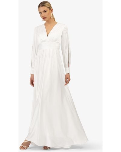Kraimod Abendkleid aus hochwertigem Polyester Material mit tiefer V-Ausschnitt - Weiß