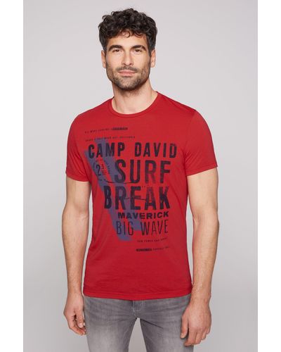 Camp David Rundhalsshirt mit Baumwolle - Rot