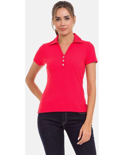 Cipo & Baxx T-Shirt mit klassischem Polokragen - Rot