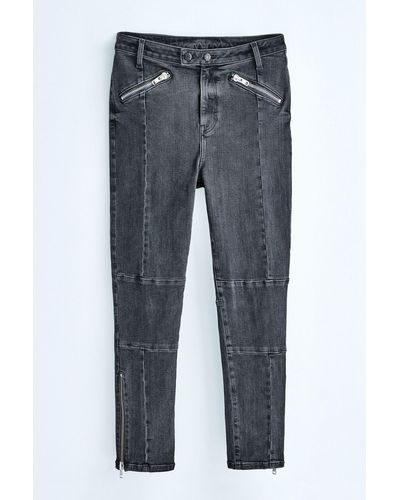 Next Fit- Own. Skinny-Jeans mit hoher Taille im Biker-Look (1-tlg) - Grau