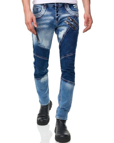 Rusty Neal Straight-Jeans URUMA mit trendigen Zierelementen - Blau