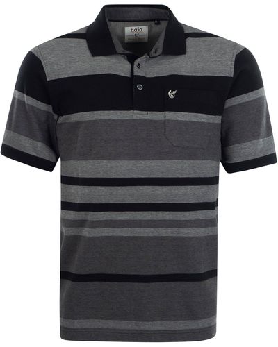 Hajo Poloshirt Polo Shirt gestreift (1-tlg) Baumwollmischung - Schwarz