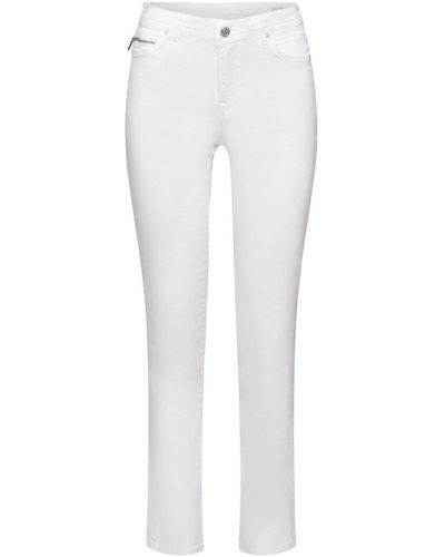 Edc By Esprit Straight- Jeans mit Reißverschlussdetail - Weiß