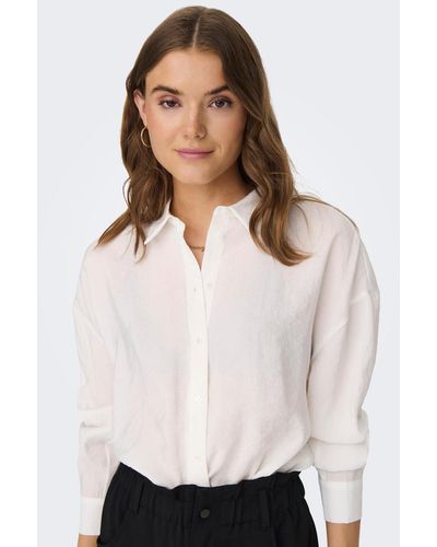 ONLY Blusenshirt Langarm Bluse Weites Oversize Hemd Shirt ONLIRIS 5635 in Weiß-3