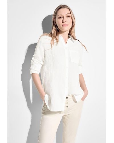 Cecil Klassische Bluse mit Brusttasche - Weiß