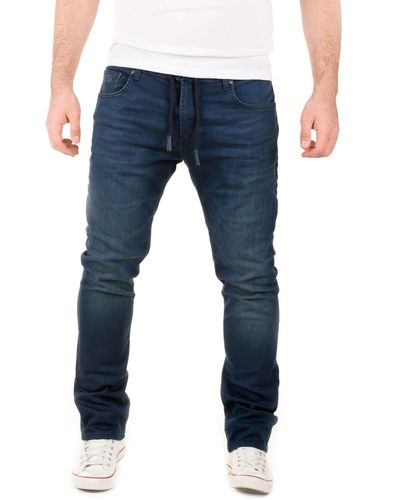 WOTEGA Slim-fit- Jogginghose -Look Noah Stretch Hose in Jogging Jeans Sweathosen Denim - Blau