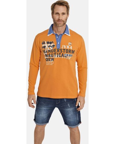 Jan Vanderstorm Sweatshirt BENTE mit kontrastfarbenem Kragen - Orange