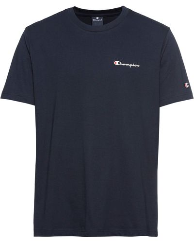 Champion Icons Crewneck T-Shirt Small Mit Logo Print - Blau