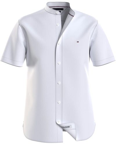 Tommy Hilfiger Kurzarmhemd FLEX POPLIN MAO RF SHIRT Markenstickerei - Weiß