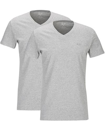 19V69 Italia by Versace T-Shirt Unterziehshirt Unterhemd mit Kurzarm V-Ausschnitt - Grau