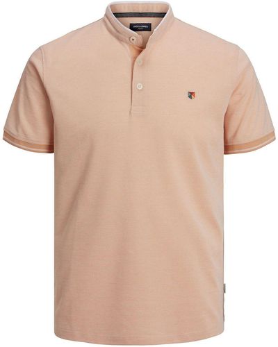 Jack & Jones & Poloshirt Große Größen Bicolor Polo Stehkragen apricot JPRBLUWIN MAO Jack&Jones - Natur