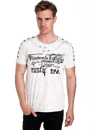 Rusty Neal T-Shirt in melierter Optik - Weiß