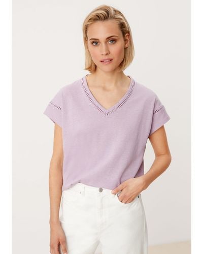 S.oliver Shirttop T-Shirt mit Häkelspitze Spitze - Lila