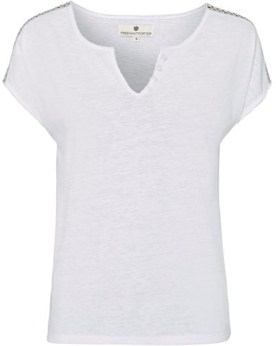 Freeman T.porter Freeman . Porter T-Shirt (1-tlg) mit geschnittenen Saumkanten im Used-Look - Weiß