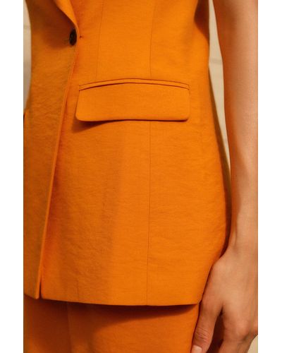 Next Jackenblazer Asymmetrischer ärmelloser Blazer im Tailored Fit (1-tlg) - Orange