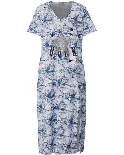 Angel of Style Jerseykleid Kleid Batikdruck Silberstern V-Ausschnitt Halbarm - Blau