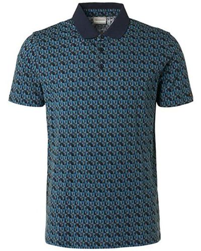 No Excess Poloshirt schwarz passform textil (1-tlg) - Blau
