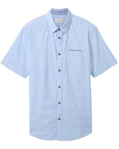 Tom Tailor Hemd Kurzarmhemd (1-tlg) - Blau