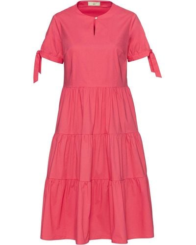BRIGITTE VON SCHÖNFELS Midikleid Kleid mit Stufenvolants - Pink