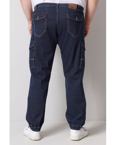 Men Plus 5-Pocket-Jeans Cargojeans Spezialschnitt mit seitlichem Dehnbund - Blau