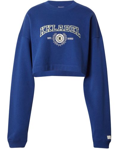 Karo Kauer Sweatshirt (1-tlg) Stickerei - Blau
