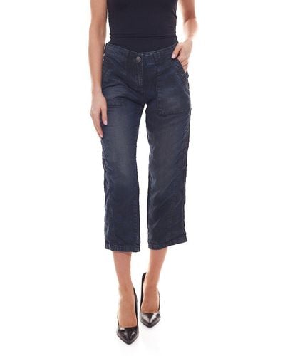 Opus Caprihose Melva modische Capri-Hose im Denim-Look und Five-Pocket-Style Alltags-Jeans Blau
