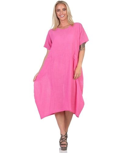 Mississhop Sommerkleid Leicht und Lebendig – 100 % Baumwollkleid M.387 - Pink