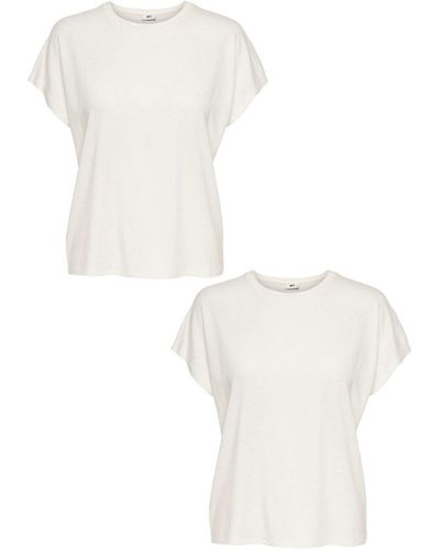 Jacqueline De Yong T- Shirt 2er-Set Rundhals Kurzarn stilvolle Bluse (-tlg) 7006 in Weiß-2