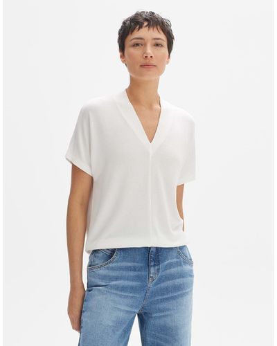 Opus T- Shirt Sagie Boxy Silhouette - Weiß