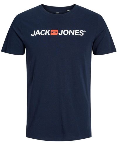 Jack & Jones T-Shirt JJECOPR OLD LOGO (1-tlg) - Blau