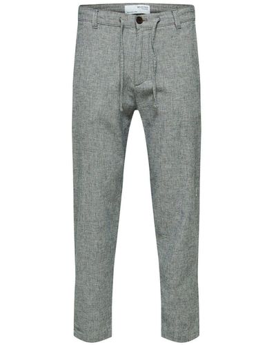 SELECTED Chinohose SLHCOMFORT-BRODY LINEN mit Stretch - Grau