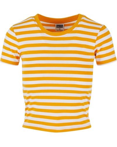 Urban Classics T-Shirt Ladies Short Striped Tee (1-tlg) - Gelb