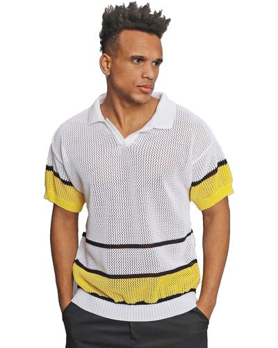 DENIM HOUSE T-Shirt Polo Netzshirt in OVERSIZE mit schönen Detaills Sommer - Weiß