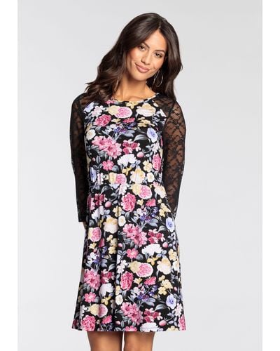 melrose Spitzenkleid mit elegantem Blumen-Print - Mehrfarbig