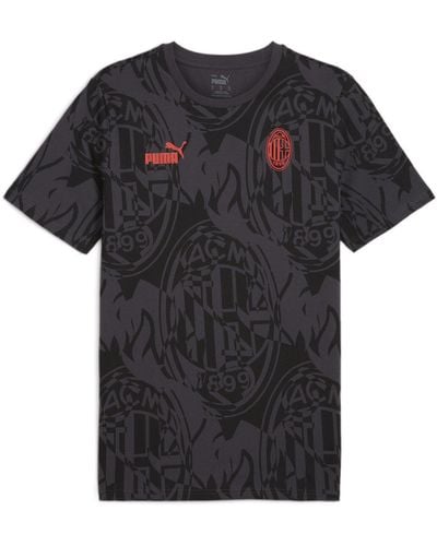 PUMA AC Milan ftblCULTURE T-Shirt mit Allover-Print - Schwarz