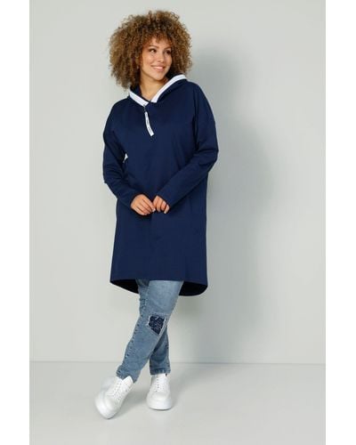 MIAMODA Sweatshirt Long-Hoodie oversized Rückenprint AMORE - Blau