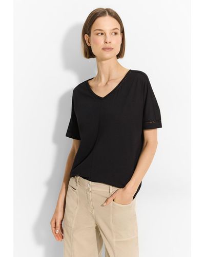 Cecil T-Shirt mit V-Ausschnitt - Schwarz