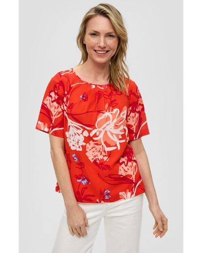 S.oliver Kurzarmbluse Bluse mit All-over-Print - Rot