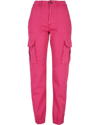 Urban Classics Cargohose Ladies Cotton Twill Utility Pants (1-tlg) - Pink