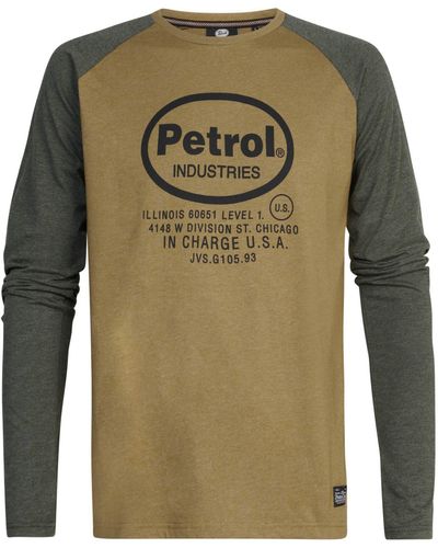 Petrol Industries Longsleeve Shirt Langarmshirt mit Rundhals und Logo-Print (1-tlg) - Grün