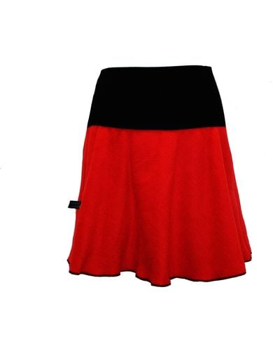 dunkle design Minirock Fleece Rot 45cm elastischer Bund