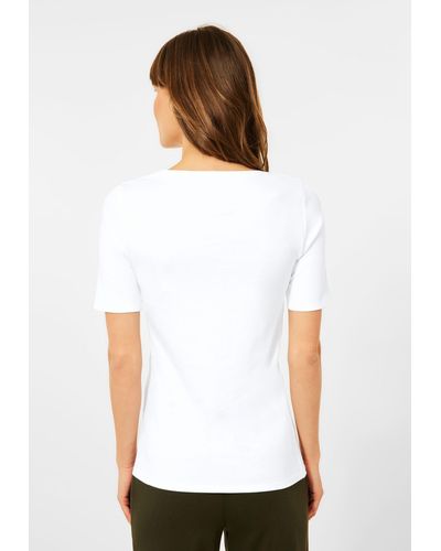 Cecil T-Shirt einfarbig in White (1-tlg) Körpernah geschnitten - Weiß
