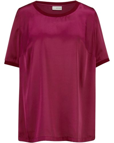 MIAMODA Spitzenbluse Bluse leicht schimmernd Halbarm - Pink